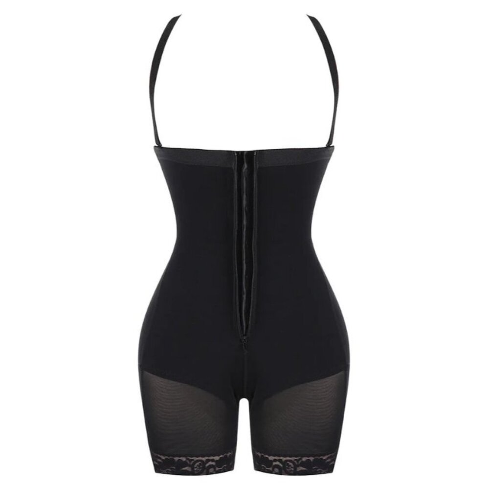 Lover-Beauty Womens Shapewear Size 3XL Black Lace Zipper Stretch Removable Gym
